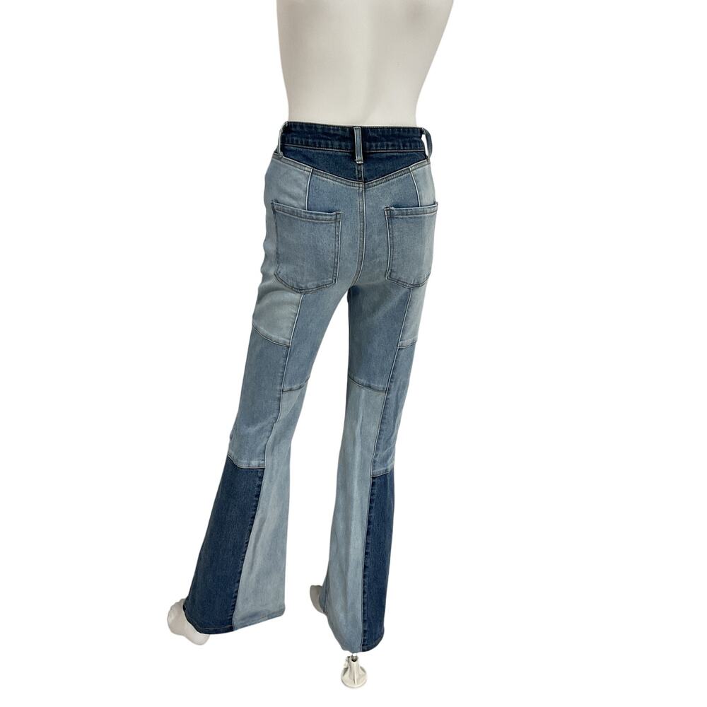 Afrm Patchwork Vintage Blue Wash Astrid Pants Size 26 - Picture 3 of 5